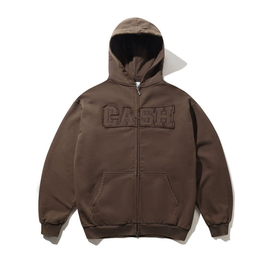 Cash Only Campus Zip-Thru Hoodie - Washed Brown