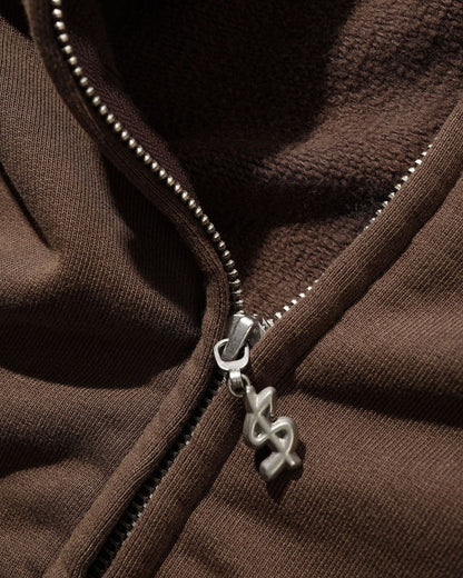 Cash Only Campus Zip-Thru Hoodie - Washed Brown