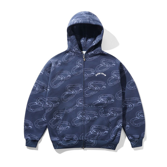 Cash Only Chain Zip-Thru Hoodie - Navy