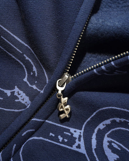 Cash Only Chain Zip-Thru Hoodie - Navy