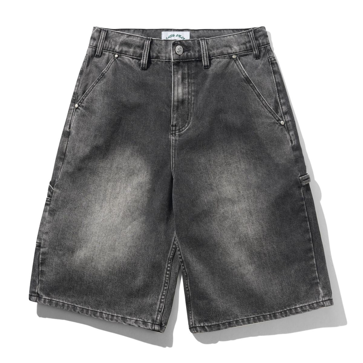 Cash Only Point Denim Shorts - Work Grey