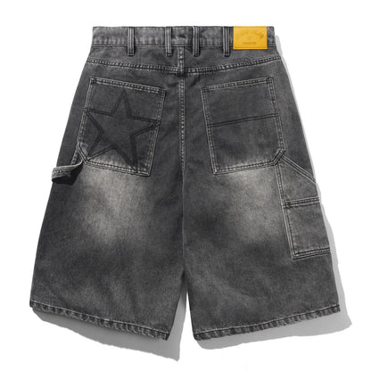 Cash Only Point Denim Shorts - Work Grey