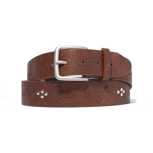Cash Only Script Belt - Cognac