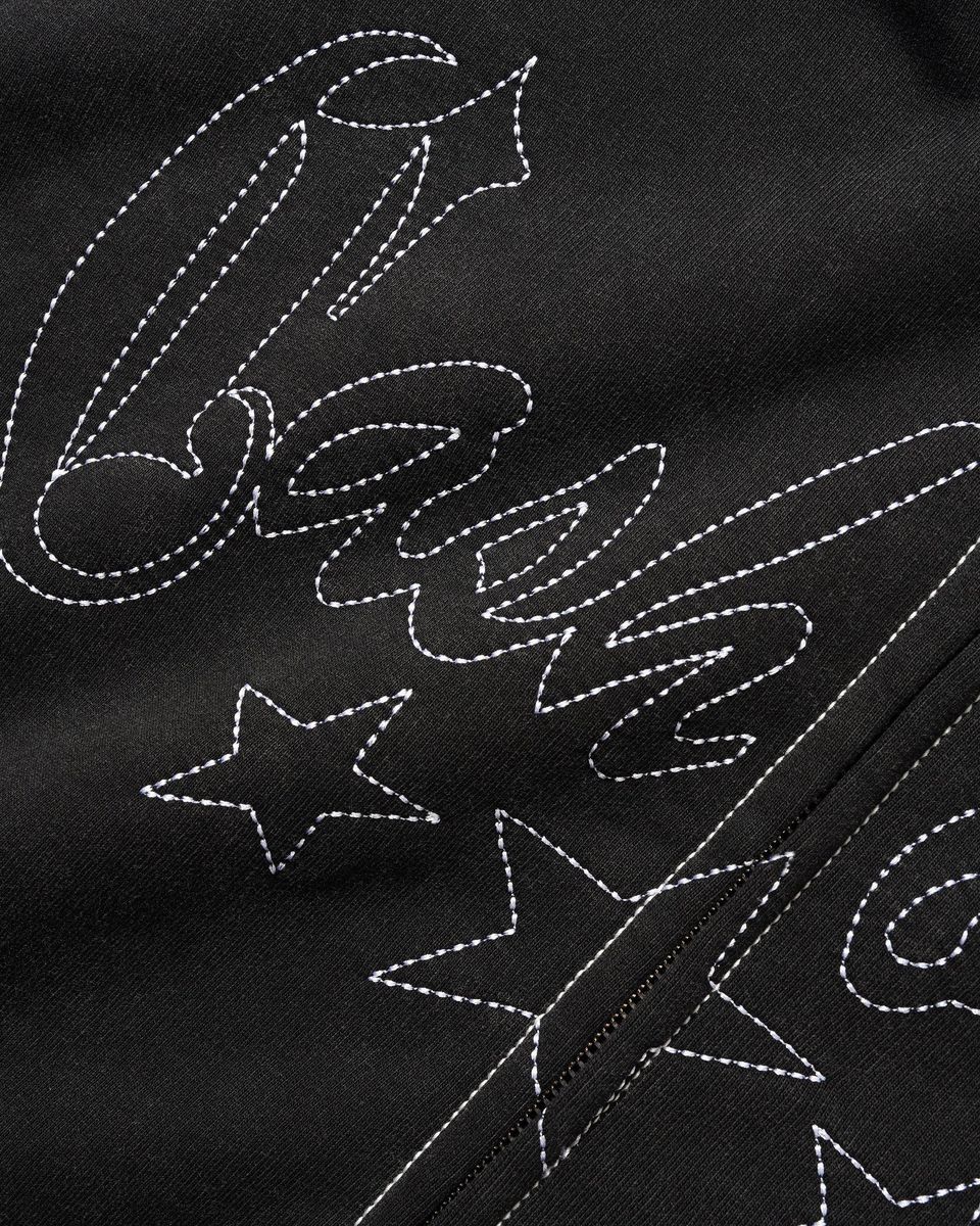 Cash Only Strip Zip-Thru Hoodie - Washed Black