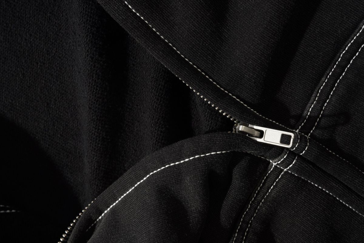 Cash Only Strip Zip-Thru Hoodie - Washed Black