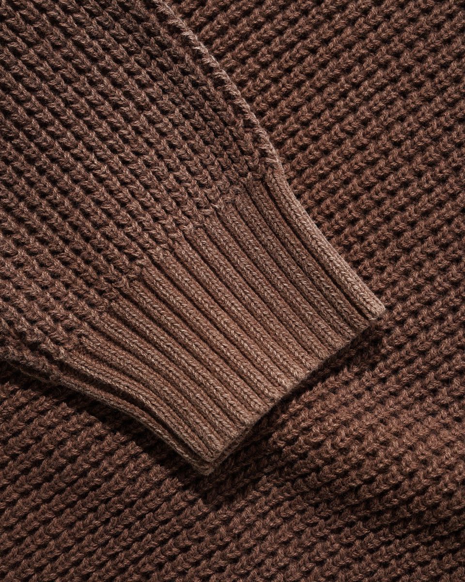 Butter Goods Distressed Waffle Knit Sweater - Washed Bark