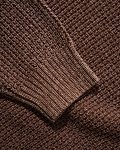 Butter Goods Distressed Waffle Knit Sweater - Washed Bark