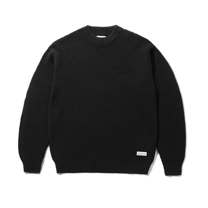 Butter Goods Distressed Waffle Knit Sweater - Washed Black