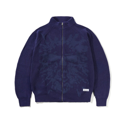 Butter Goods Shout Zip-Thru Knit Sweater - Dark Blue