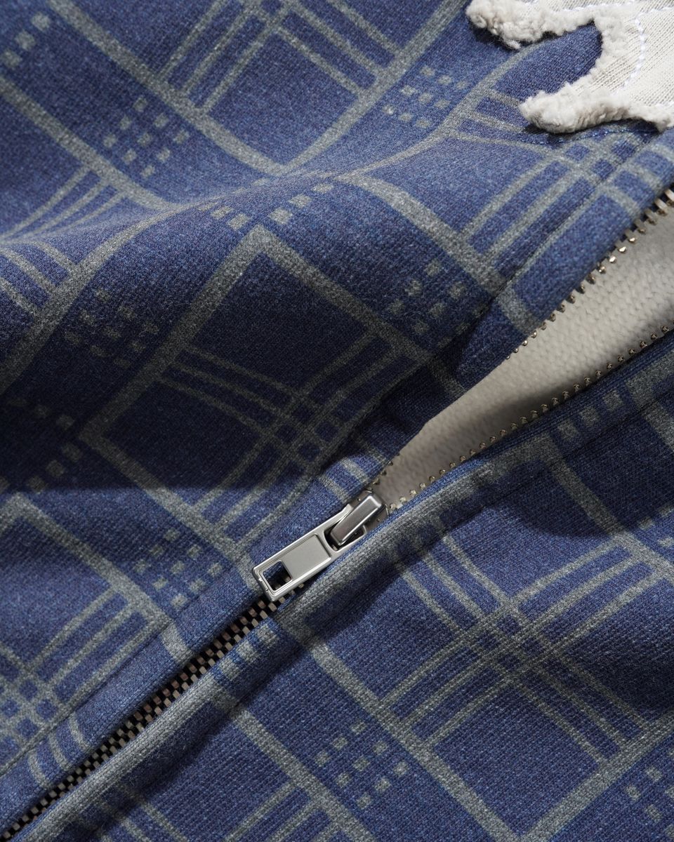 Butter Goods Amplify Zip-Thru Hoodie - Washed Navy Plaid