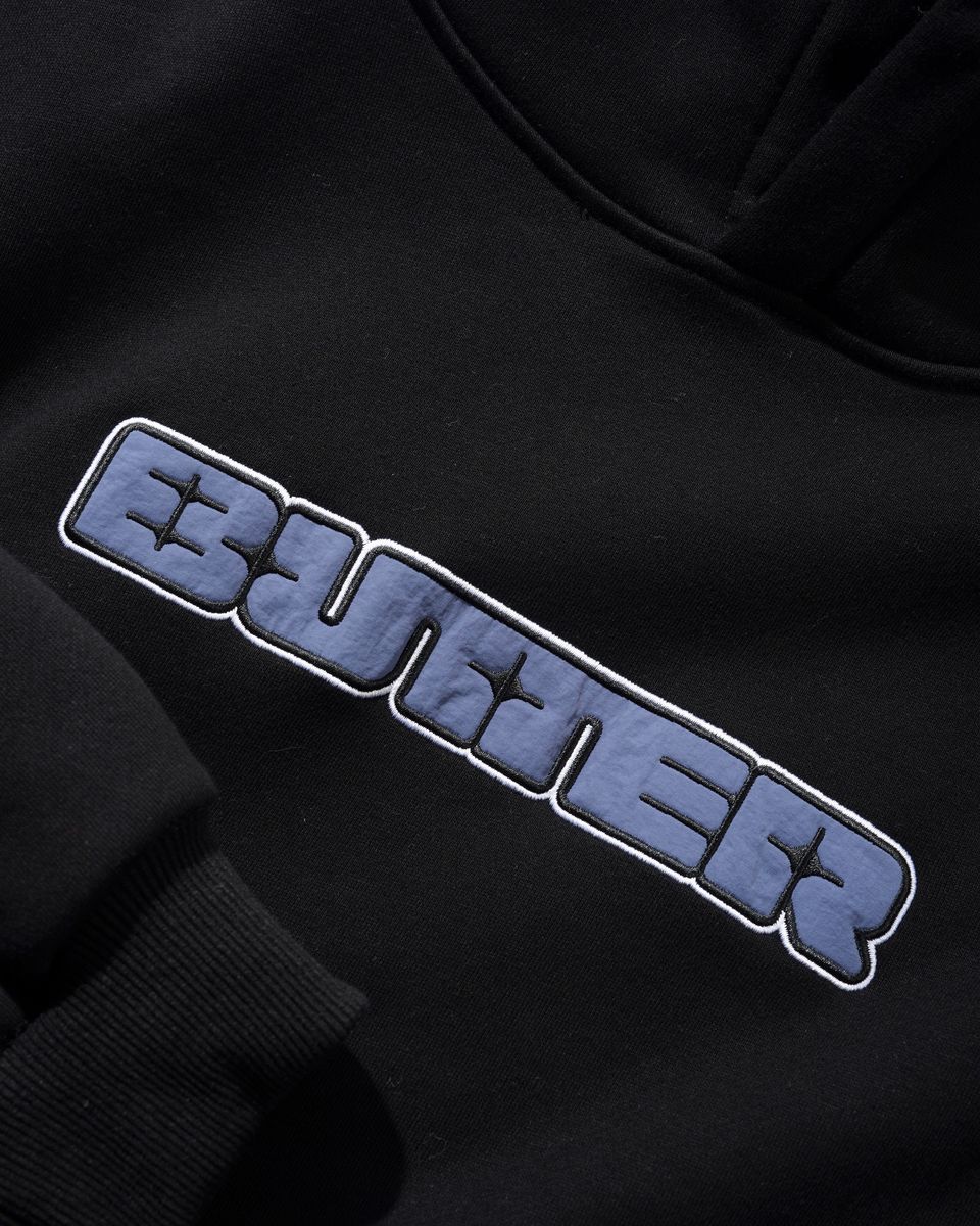 Butter Goods Glint Nylon Applique Hoodie - Black