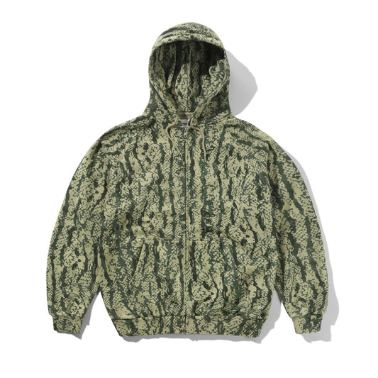 Butter Goods Lowland Camo Zip-Thru Hoodie - Washed Green