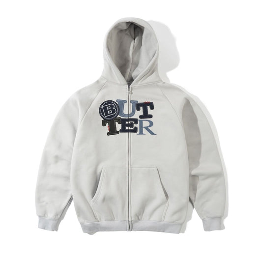 Butter Goods Patchwork Zip-Thru Hoodie - Cement