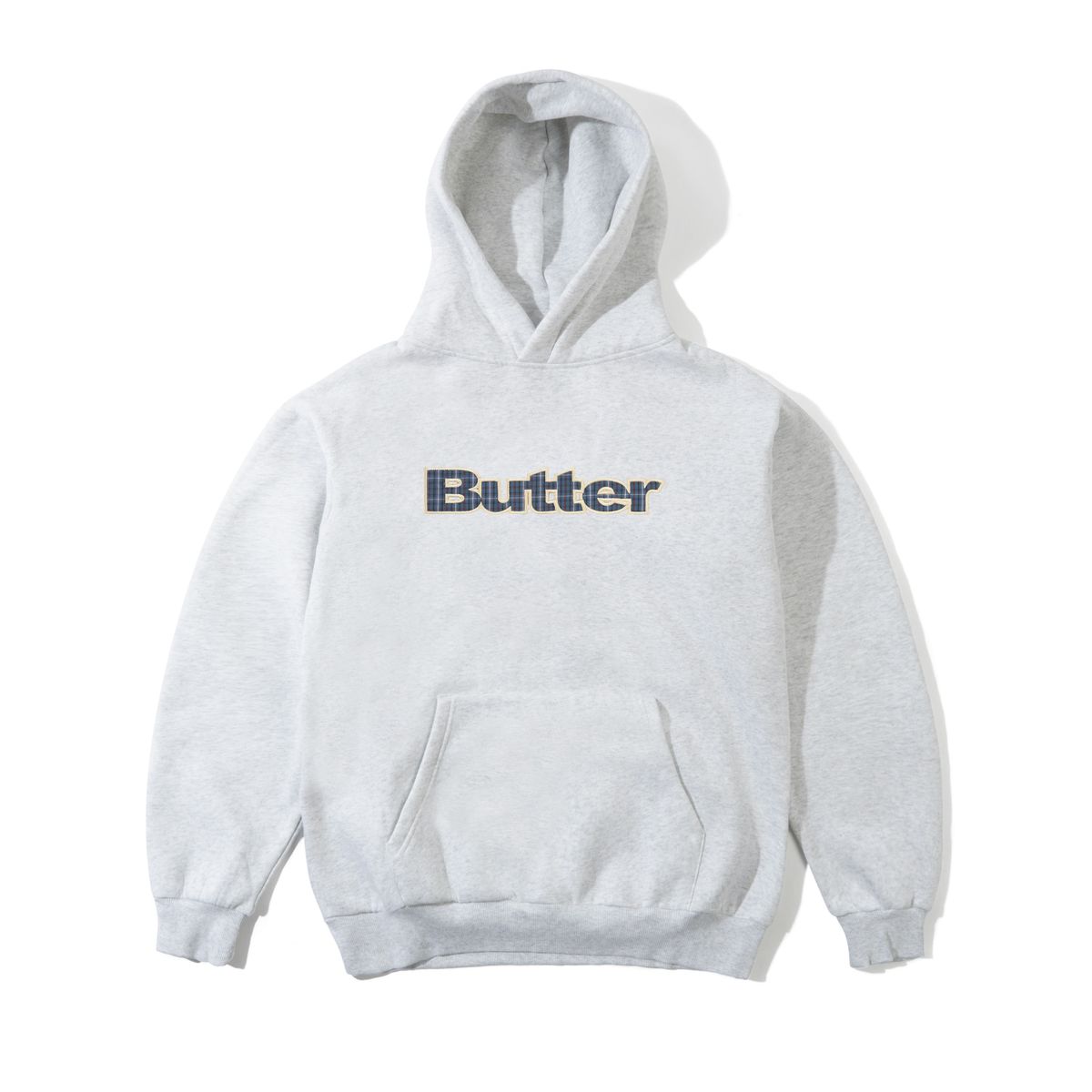 Butter Goods Plaid Logo Applique Hoodie - Ash