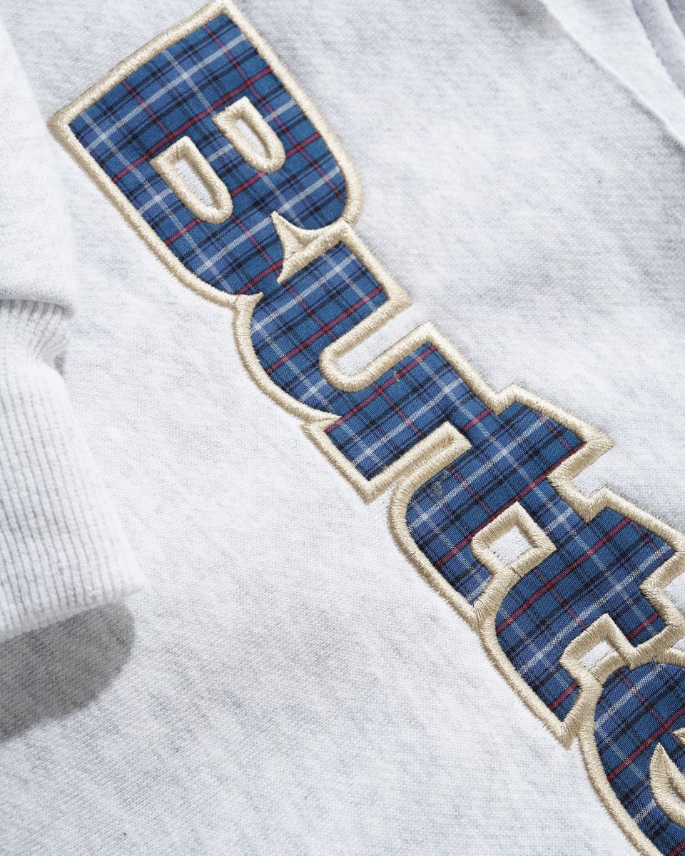 Butter Goods Plaid Logo Applique Hoodie - Ash