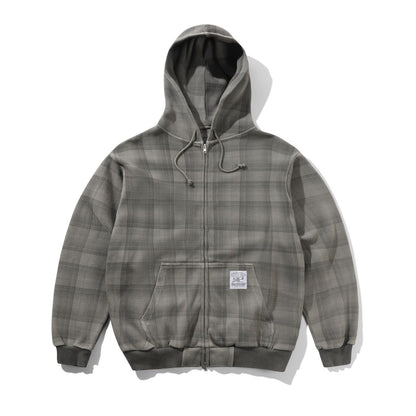 Butter Goods Waffle Zip-Thru Hoodie - Grey Plaid