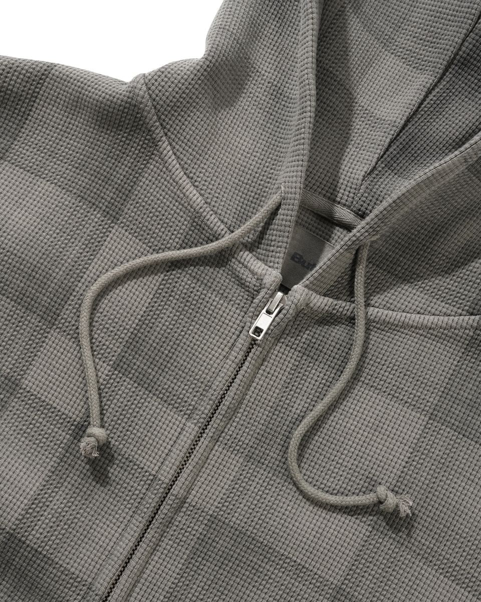 Butter Goods Waffle Zip-Thru Hoodie - Grey Plaid