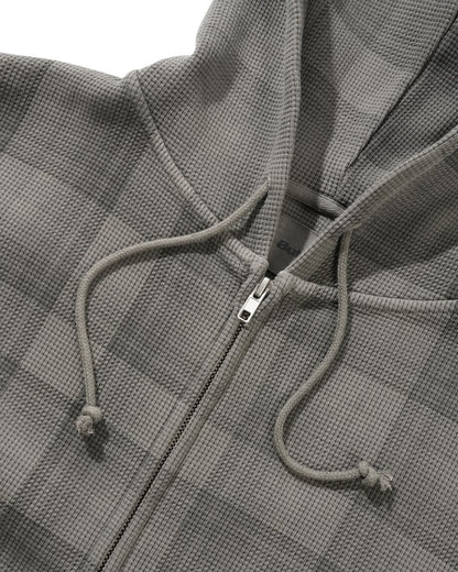 Butter Goods Waffle Zip-Thru Hoodie - Grey Plaid