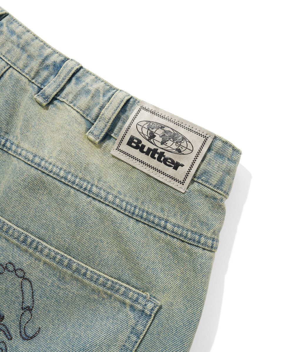 Butter Goods Scorpion Stitch Denim Jeans - Tinted Light Blue