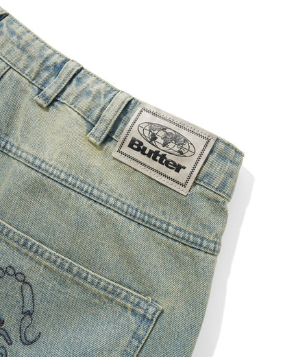 Butter Goods Scorpion Stitch Denim Jeans - Tinted Light Blue