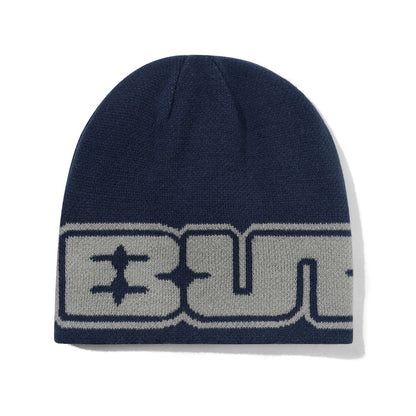 Butter Goods Glint Reversible Skully Beanie - Navy/Grey