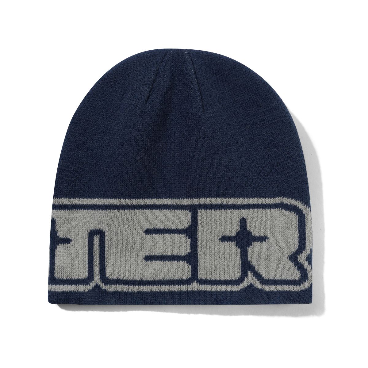 Butter Goods Glint Reversible Skully Beanie - Navy/Grey