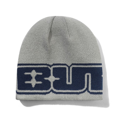 Butter Goods Glint Reversible Skully Beanie - Navy/Grey