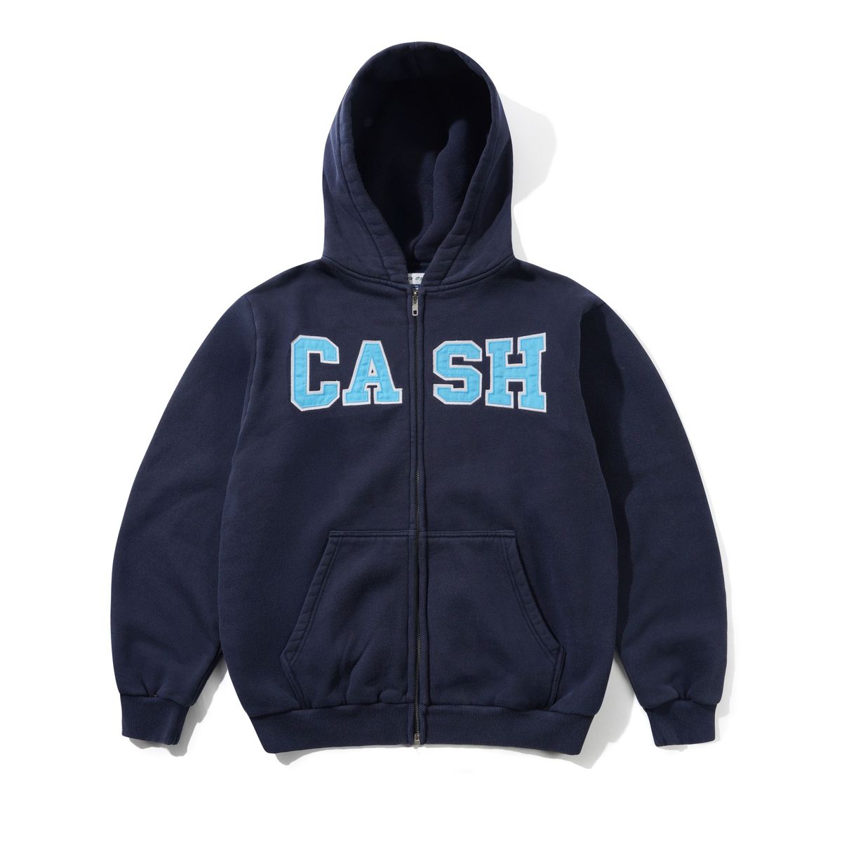 Cash Only Campus Applique Zip Hoodie - Washed Navy