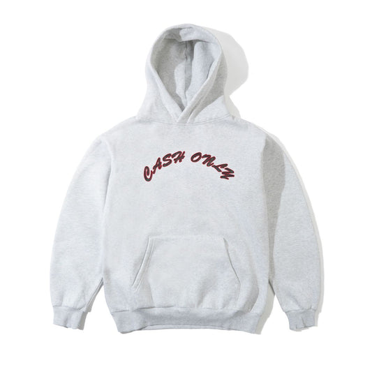 Cash Only Plaid Applique Logo Hoodie - Ash