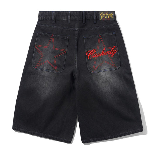 Cash Only Club Denim Shorts - Washed Black