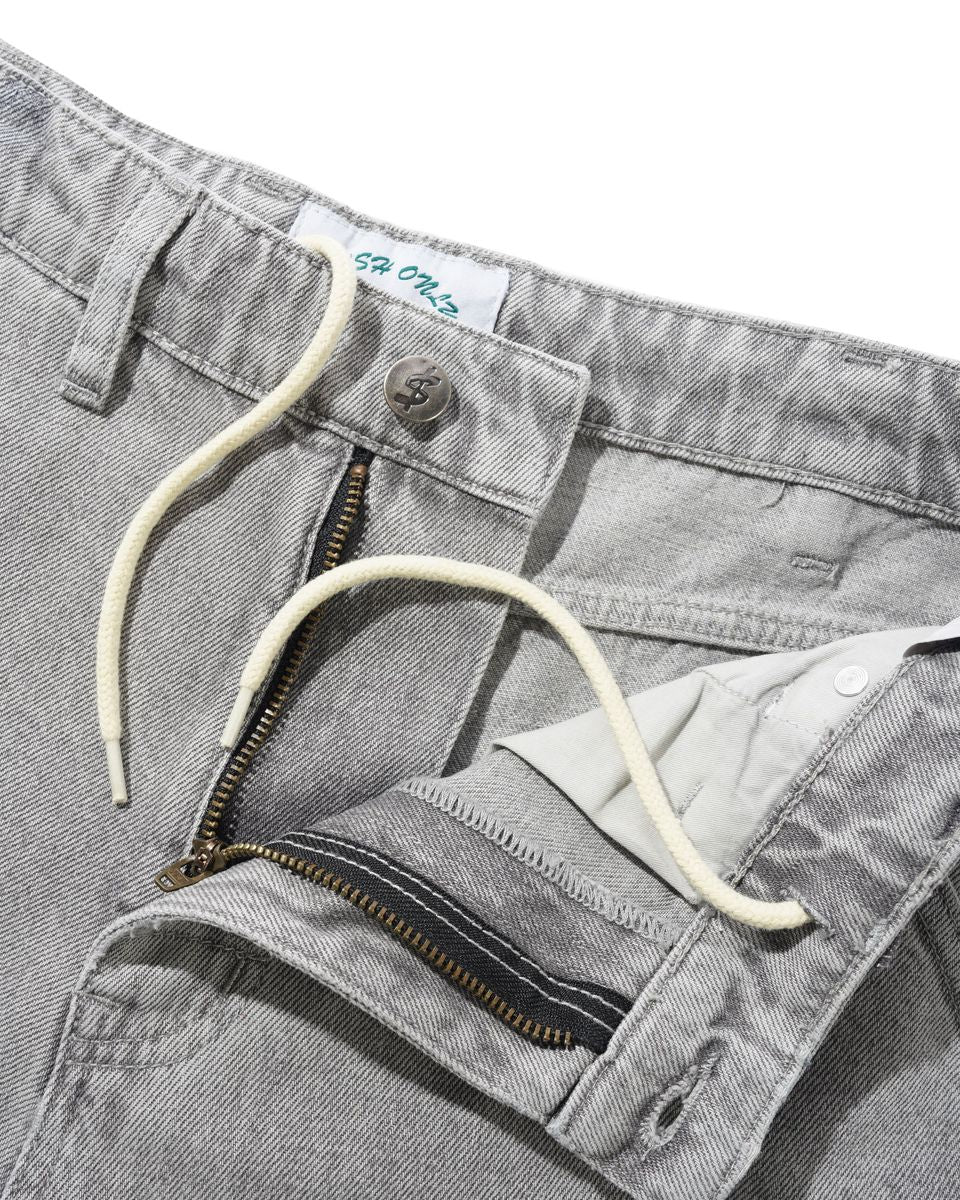 Cash Only Club Denim Shorts - Washed Grey