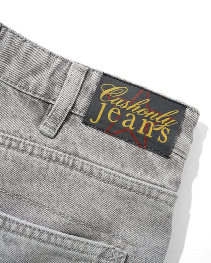 Cash Only Club Denim Shorts - Washed Grey