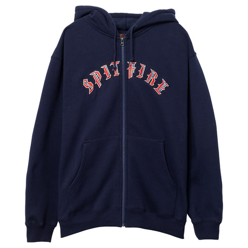 Spitfire Old E Embroidered Zip Hoodie - Deep Navy/Red/White