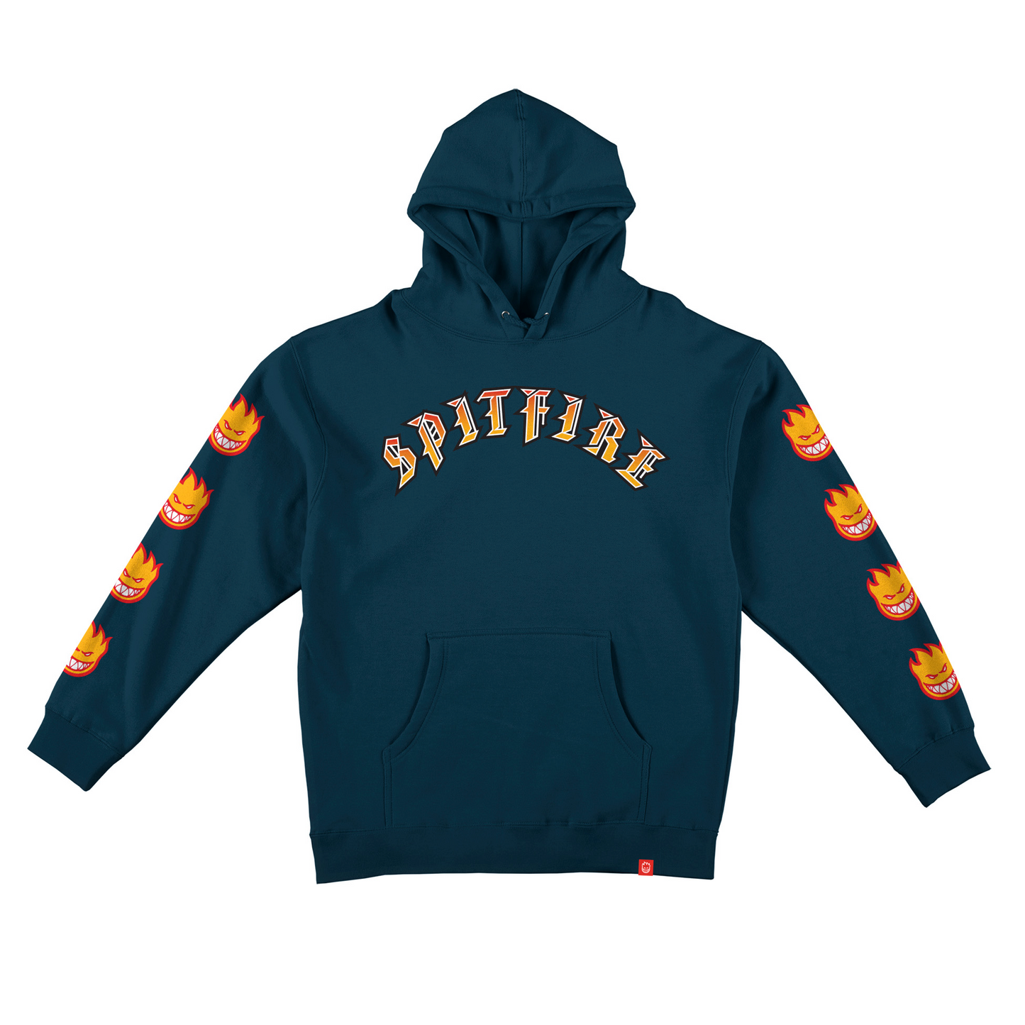 Spitfire Old E Bighead Fill Sleeve Hoodie - Slate Blue/Gold/Red