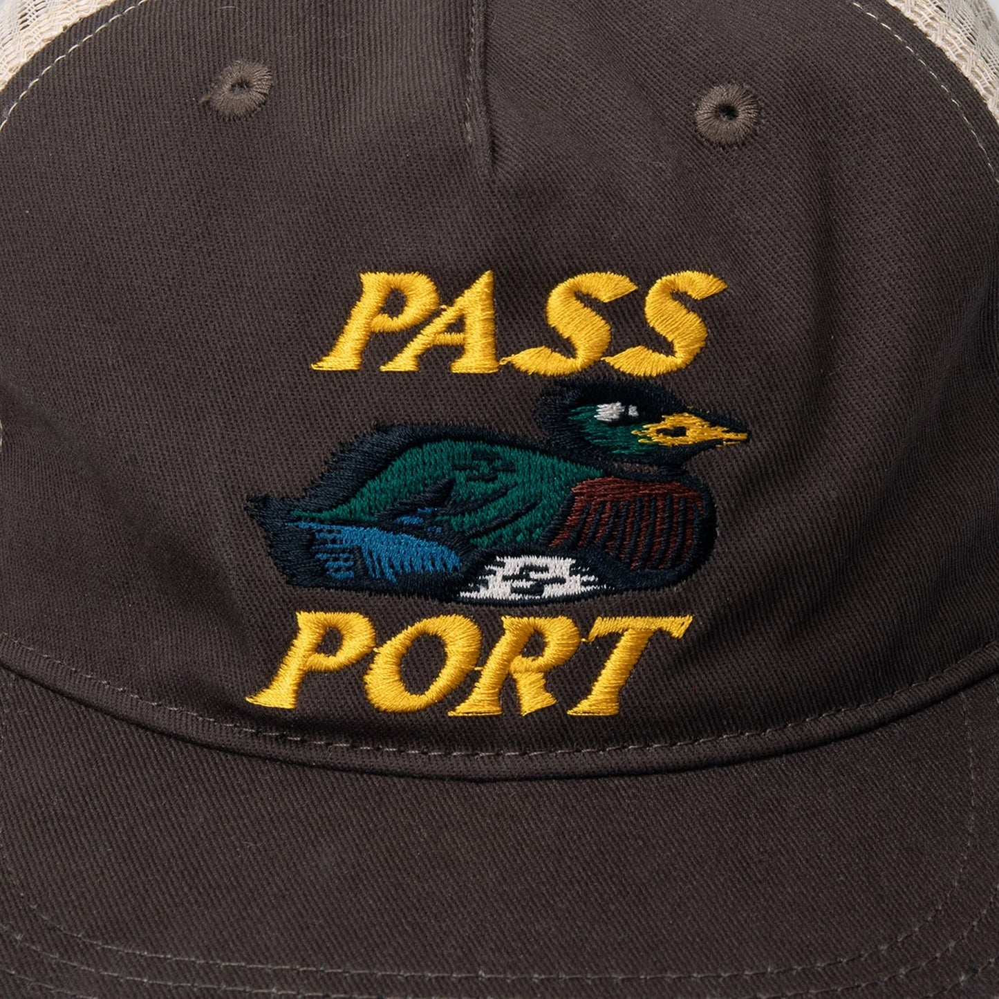 Pass-Port Fast Duck Workers Trucker Hat - Bark/Cream