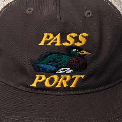 Pass-Port Fast Duck Workers Trucker Hat - Bark/Cream