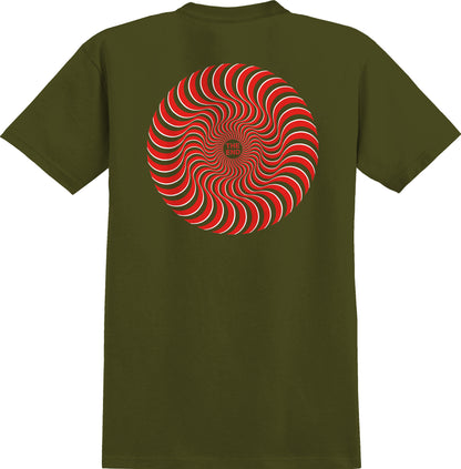 Spitfire Classic Swirl Overlay Tee - Military Green/Red/White