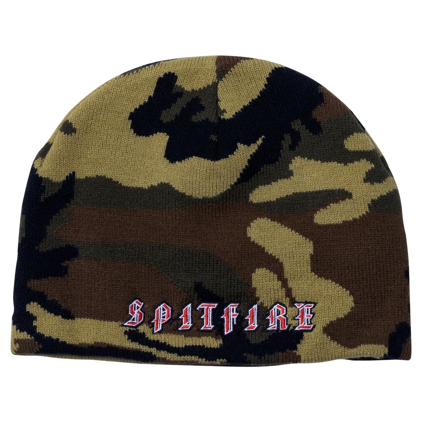 Spitfire Old E Skully Beanie - Camo/Red/White