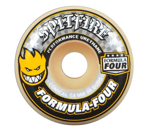 Spitfire Formula Four Conical Wheels - 99D 52mm Yellow Print