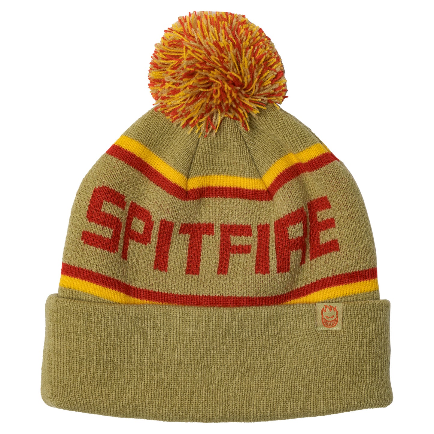 Spitfire Classic '87 Fill Pom Pom Beanie - Tan/Gold/Red