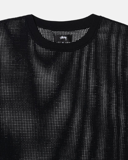 Stussy Cotton Mesh Crew Tee - Black