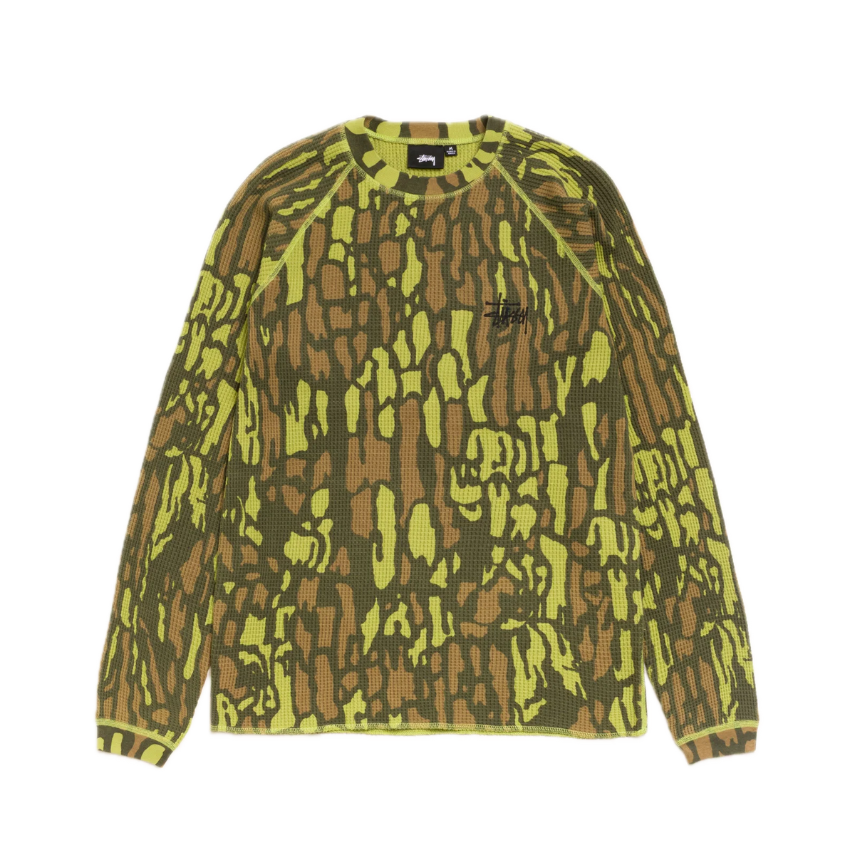 Stussy Raglan Thermal Longsleeve - Tree Bark Camo