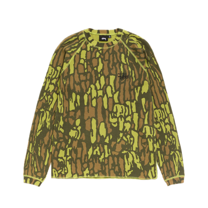 Stussy Raglan Thermal Longsleeve - Tree Bark Camo