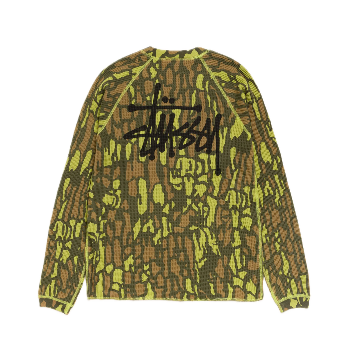 Stussy Raglan Thermal Longsleeve - Tree Bark Camo