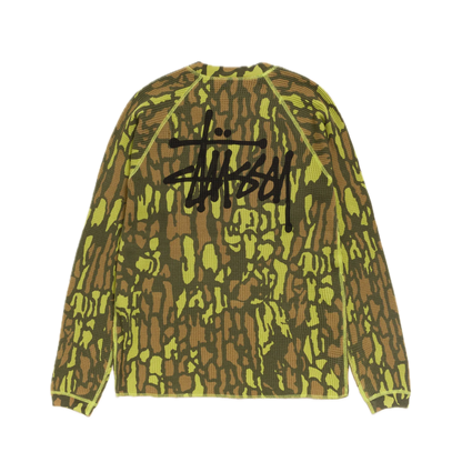 Stussy Raglan Thermal Longsleeve - Tree Bark Camo