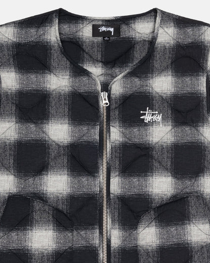 Stussy Plaid Nylon Liner Vest - Black