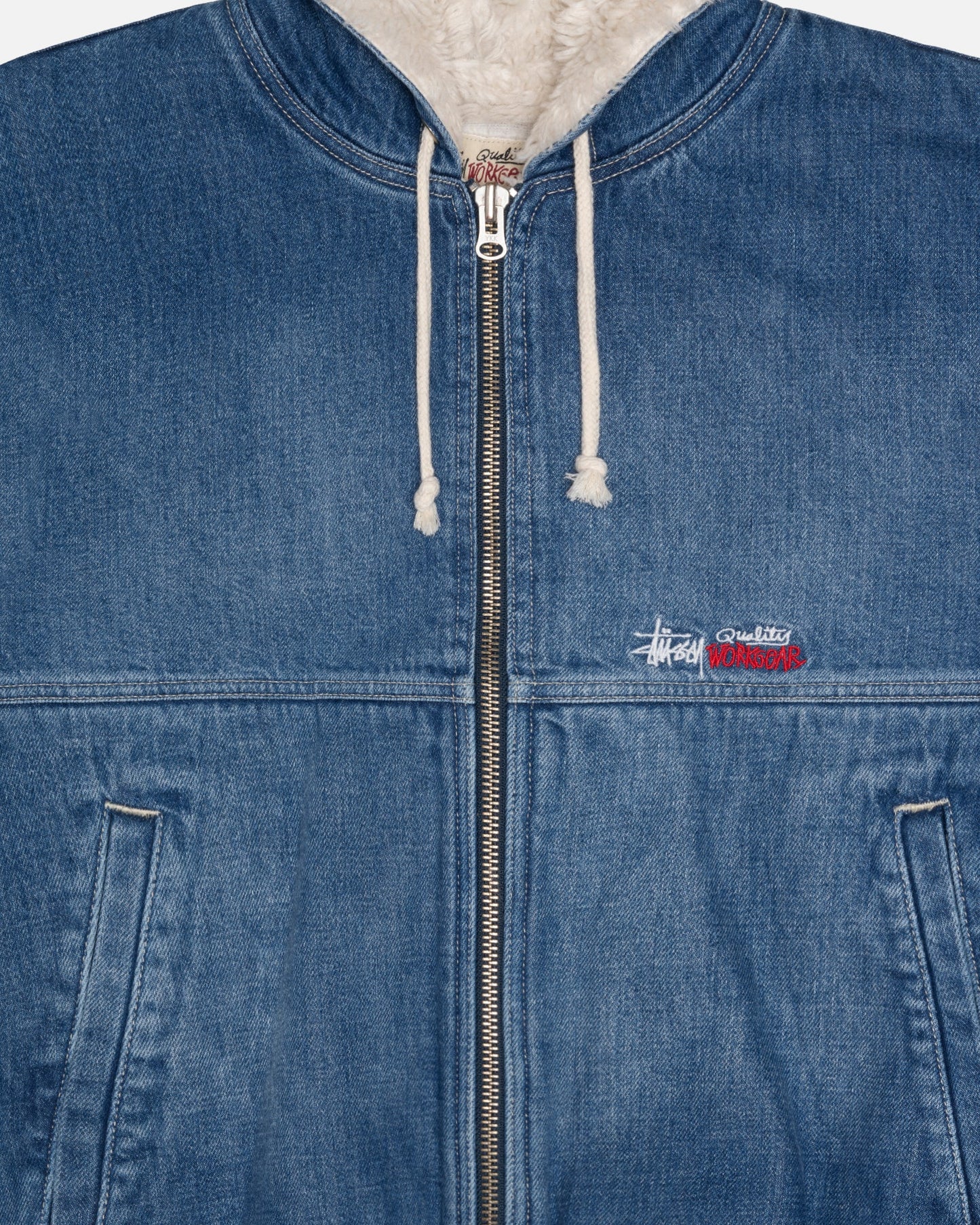 Stussy Denim Sherpa Work Jacket - Washed Blue