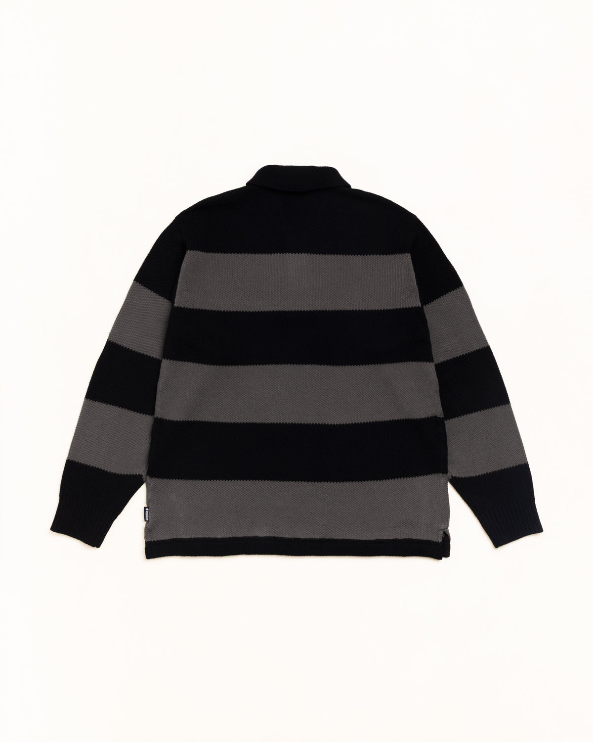 Stussy Pique Knit Stripe Rugby Sweater - Black