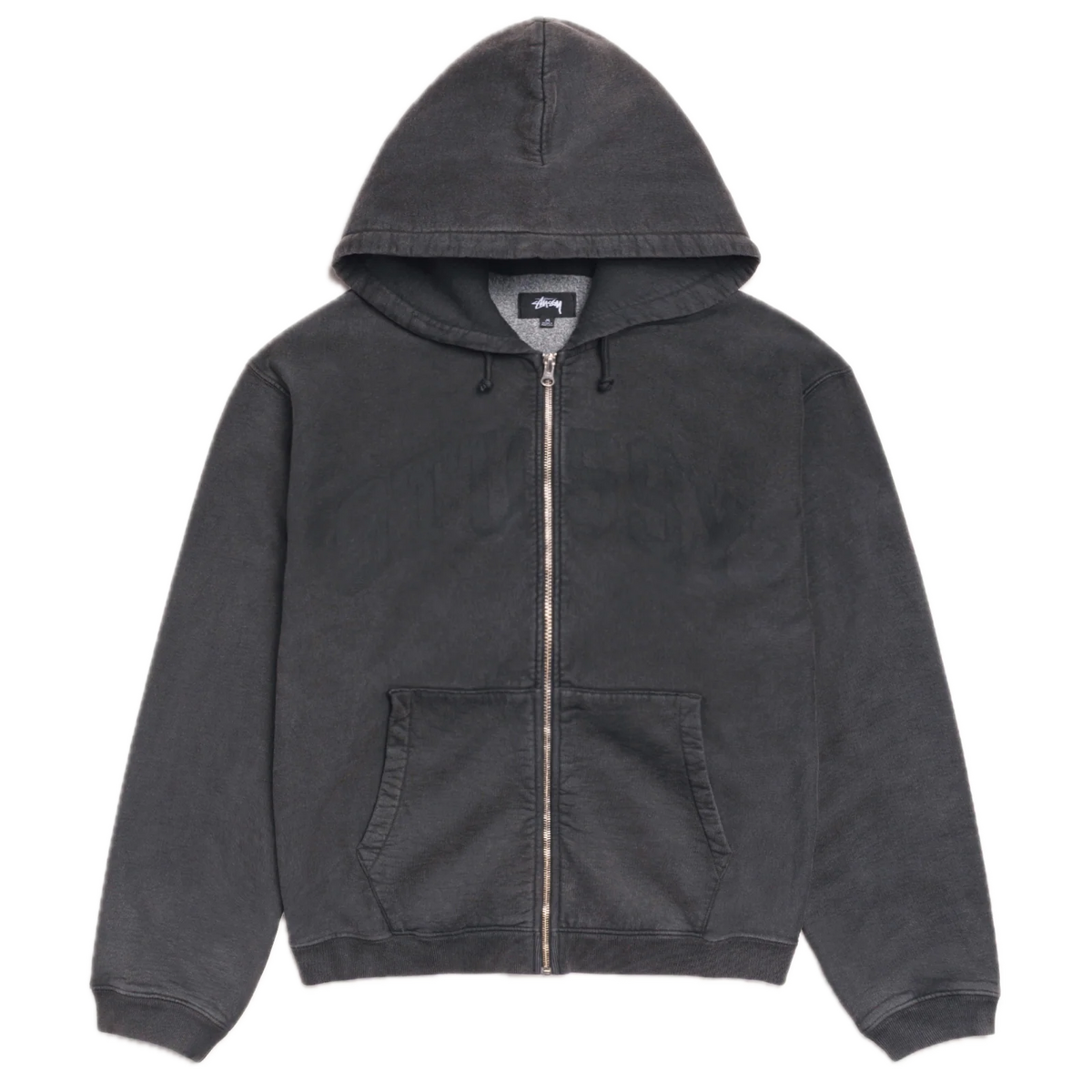 Stussy Faded Graphic Zip Hood - Washed Black