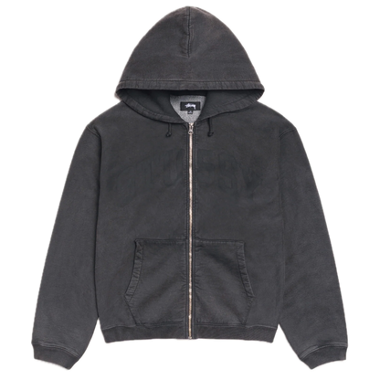 Stussy Faded Graphic Zip Hood - Washed Black